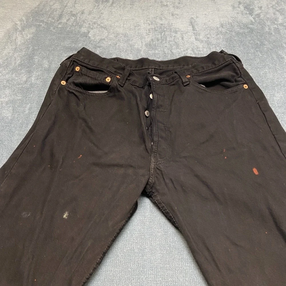 Levi's Jeans Mens 34x34 Black Denim Dark Wash Frayed Hem Streetwear Button Fly